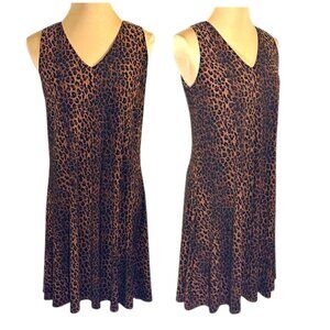 Ann Klein Casual Mini Sleeveless Dress Size 4 Leopard NWOT
